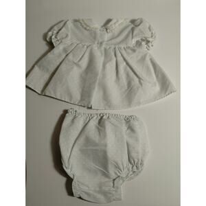 Vintage Cutest One 6-9 M Baby Dress & Bloomers Lt Green White Polka Dots & Lace